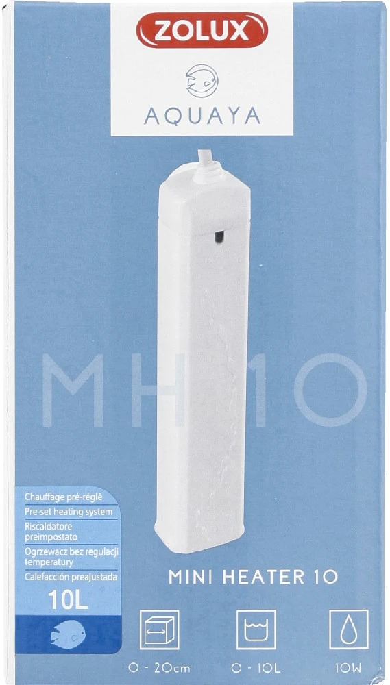 Zolux Mini akvariumo šildytuvas 10 W, skirtas 0–10 l talpai, baltas