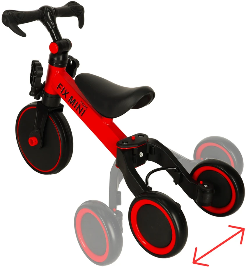 Trike Fix Mini krosinis triratukas 3in1 su pedalais, raudonas