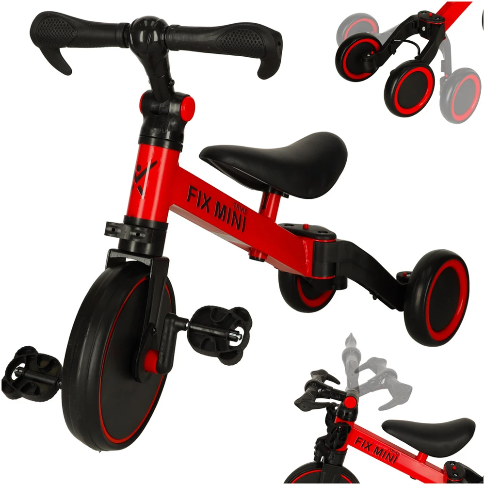 Trike Fix Mini krosinis triratukas 3in1 su pedalais, raudonas