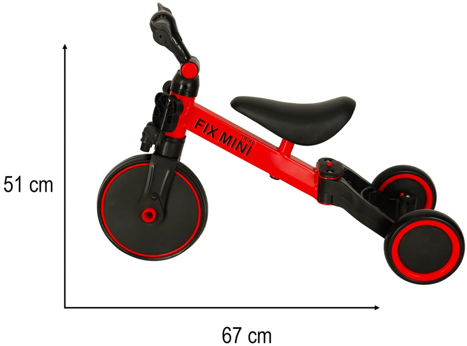 Trike Fix Mini krosinis triratukas 3in1 su pedalais, raudonas