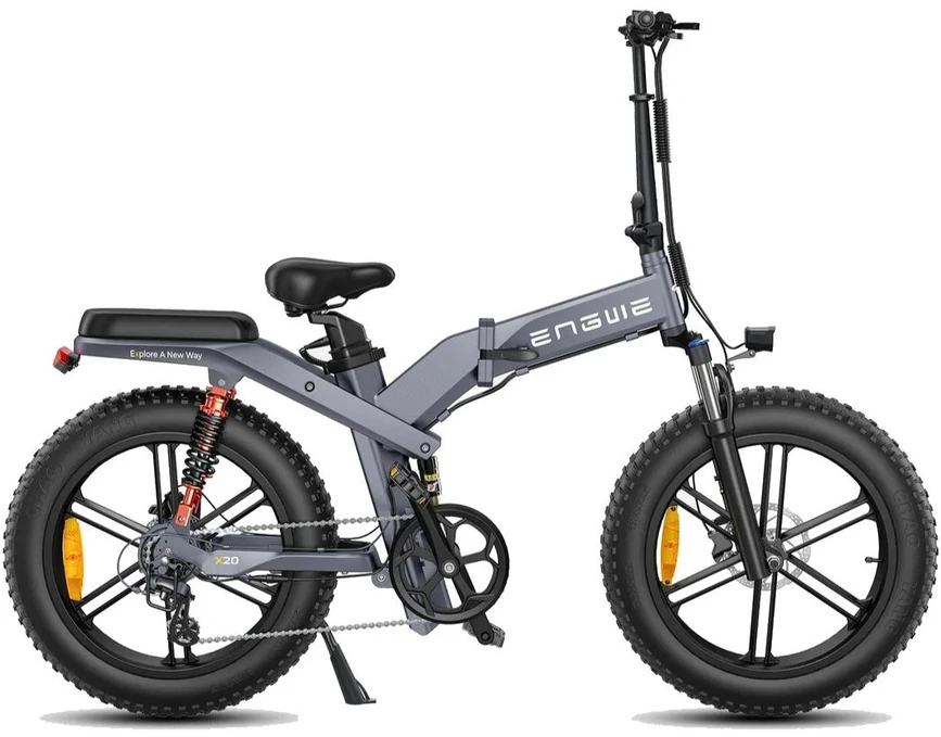 Dviratis 20 elektrinis sulankstomas Engwe X20 750Wh viena baterija pilkas