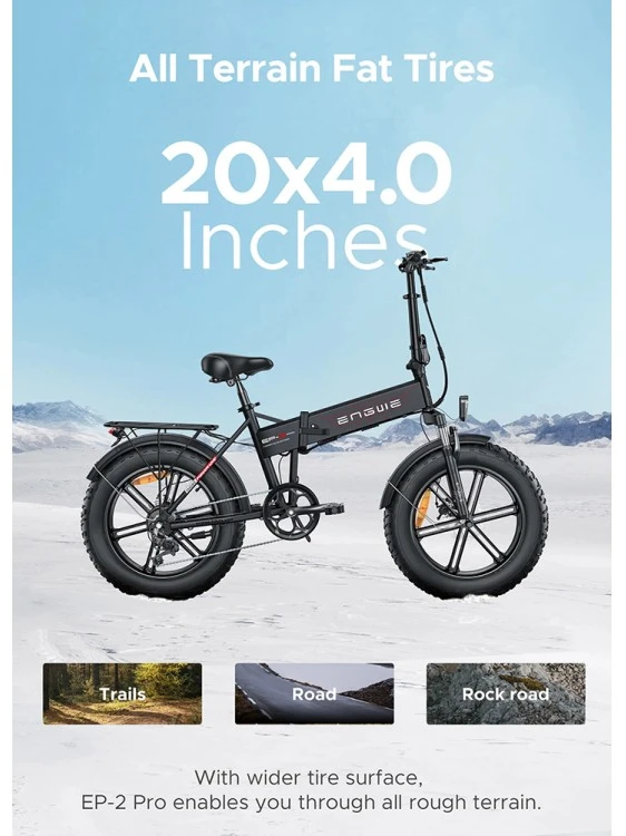 Dviratis 20" elektrinis Engwe EP-2 PRO juodas (Nemokamas pristatymas)