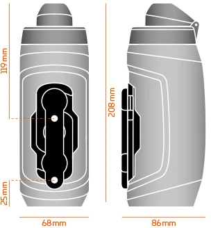Gertuvė su laikikliu Fidlock Twist bottle 590 transparent juodas, with Fidlock logo