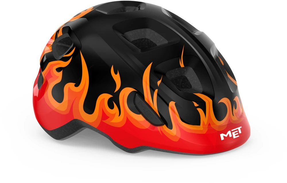 Met Salmai Šalmas MET HOORAY Juodas Flames Glossy S 52-56 cm