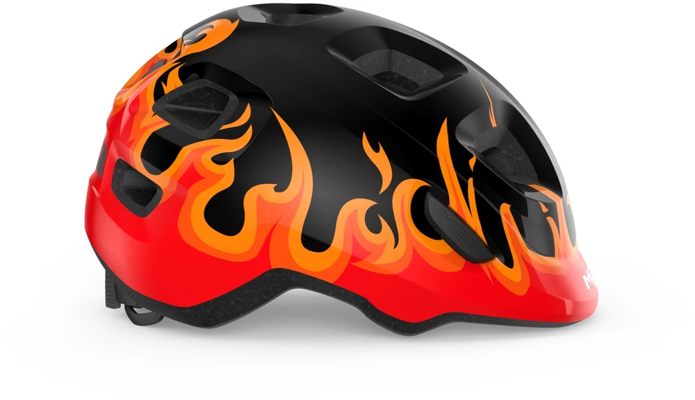 Met Salmai Šalmas MET HOORAY Juodas Flames Glossy S 52-56 cm