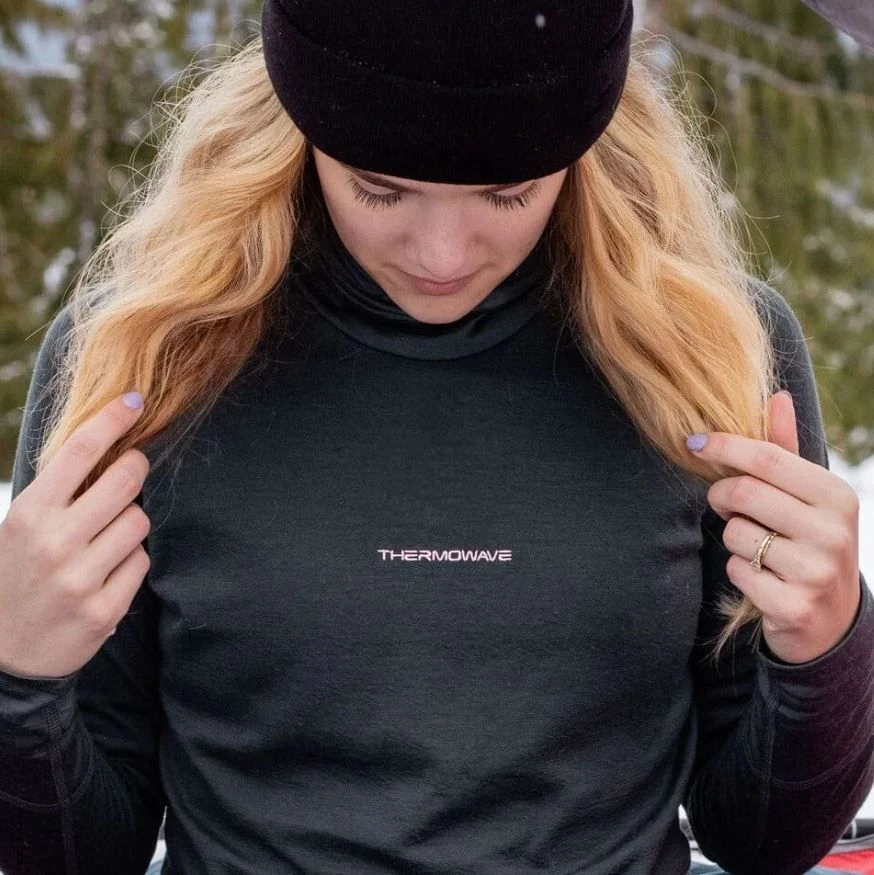 Termo marškinėliai Thermowave mot. Merino Xtreme ilgom rankovėm aukštu kaklu pilki