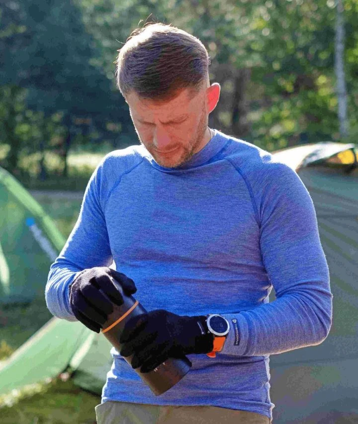 Termo marškinėliai Thermowave vyr. Merino Active warm ilgom rankovėm mėlyna