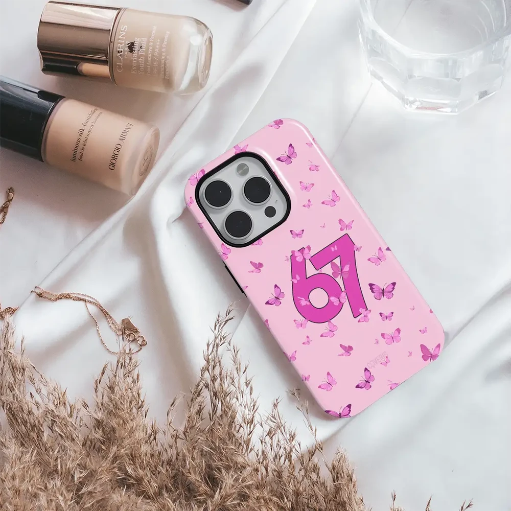 Coveris Telefono dėklas Magsafe "67 Rožinė" iPhone 12-17, Samsung S22-26, Google Pixel 10/Pro/ProXL modeliams