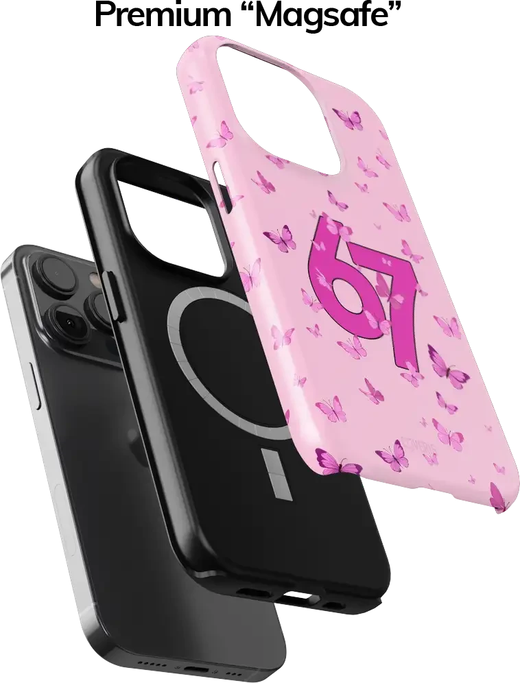 Coveris Telefono dėklas Magsafe "67 Rožinė" iPhone 12-17, Samsung S22-26, Google Pixel 10/Pro/ProXL modeliams