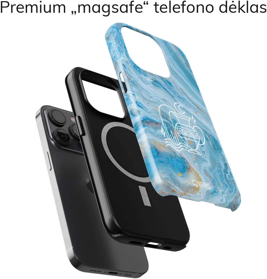 Coveris Telefono dėklas Magsafe "Aquarius" iPhone 12-17, Samsung S22-26, Google Pixel 10/Pro/ProXL modeliams