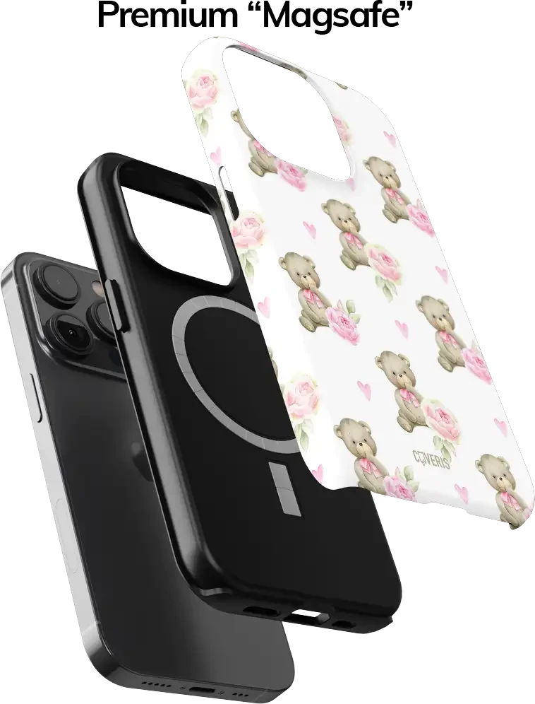 Coveris Telefono dėklas Magsafe "Bear Love" iPhone 12-17, Samsung S22-26, Google Pixel 10/Pro/ProXL modeliams