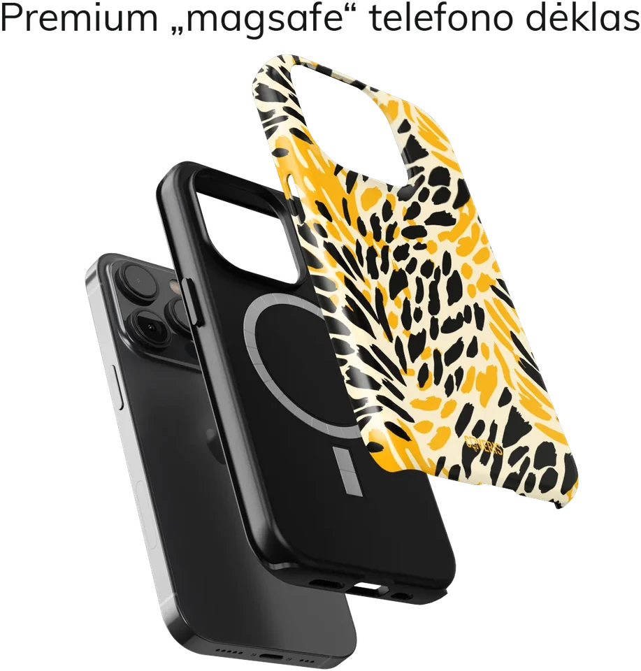 Coveris Telefono dėklas Magsafe "Cheetah" iPhone 12-17, Samsung S22-26, Google Pixel 10/Pro/ProXL modeliams