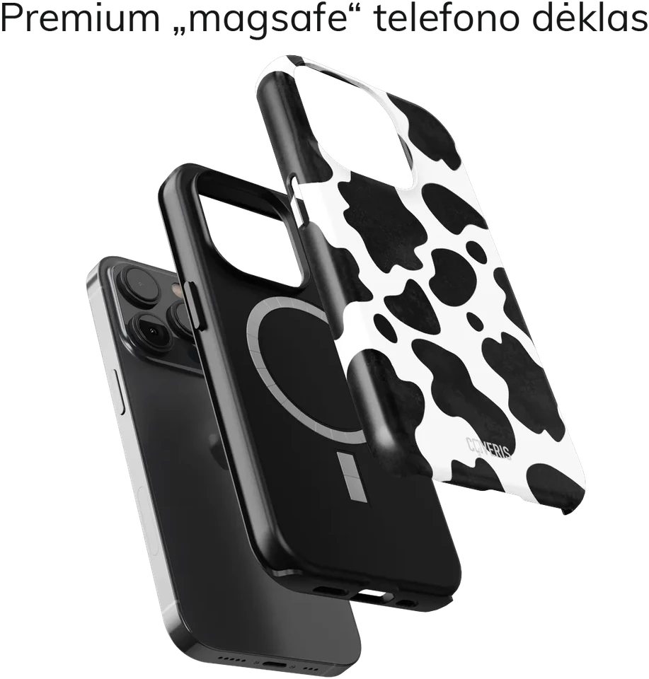 Coveris Telefono dėklas Magsafe "Cow" iPhone 12-17, Samsung S22-26, Google Pixel 10/Pro/ProXL modeliams