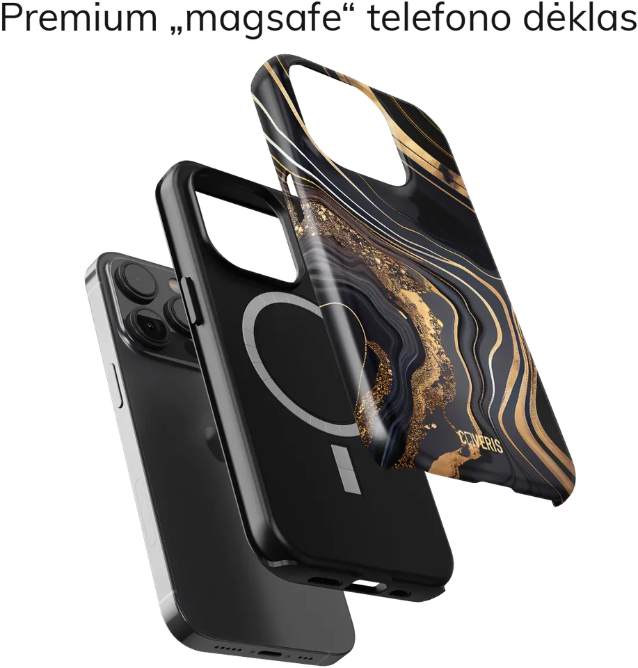 Coveris Telefono dėklas Magsafe "Dark Elegance" iPhone 12-17, Samsung S22-26, Google Pixel 10/Pro/ProXL modeliams