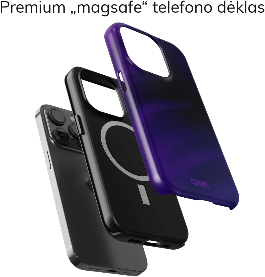 Coveris Telefono dėklas Magsafe "Darkness" iPhone 12-17, Samsung S22-26, Google Pixel 10/Pro/ProXL modeliams