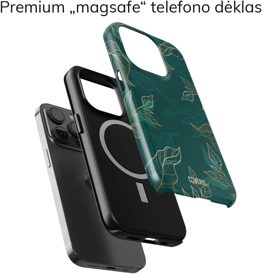Coveris Telefono dėklas Magsafe "Drawn Leafs" iPhone 12-17, Samsung S22-26, Google Pixel 10/Pro/ProXL modeliams