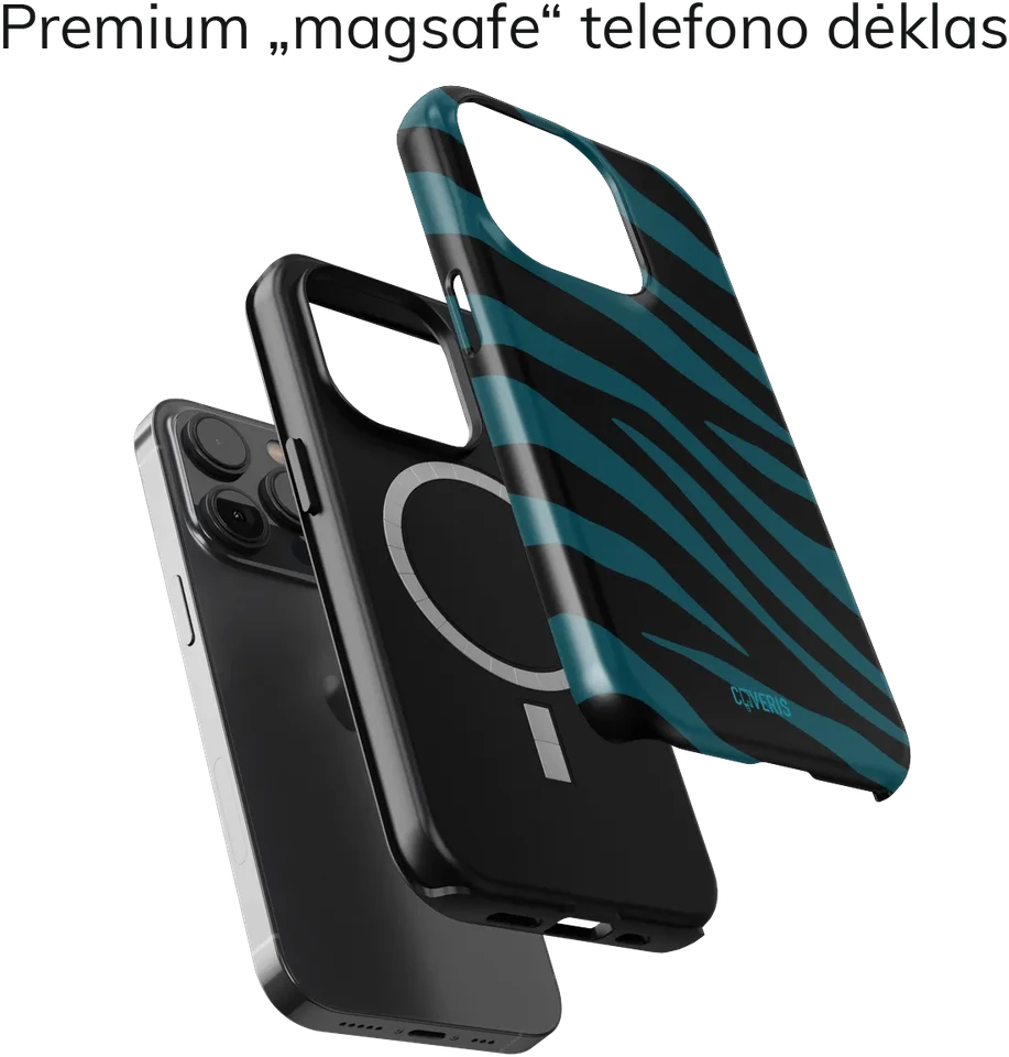Coveris Telefono dėklas Magsafe "Electric Zebra" iPhone 12-17, Samsung S22-26, Google Pixel 10/Pro/ProXL modeliams