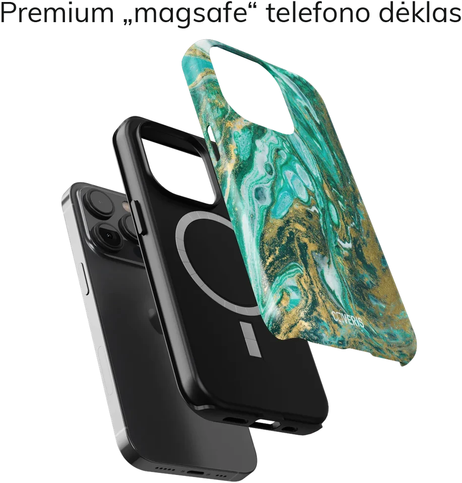 Coveris Telefono dėklas Magsafe "Emerald" iPhone 12-17, Samsung S22-26, Google Pixel 10/Pro/ProXL modeliams