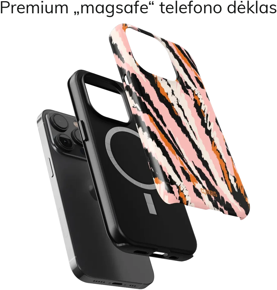 Coveris Telefono dėklas Magsafe "Exotic Stripes" iPhone 12-17, Samsung S22-26, Google Pixel 10/Pro/ProXL modeliams