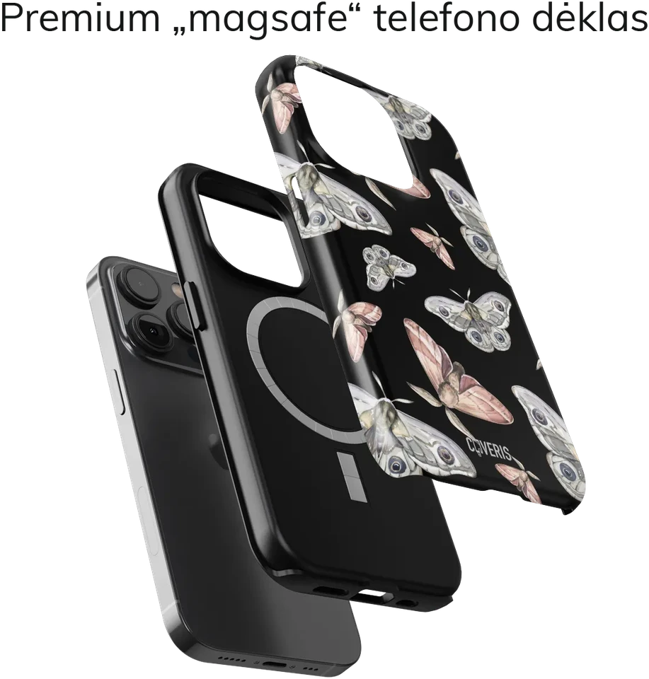 Coveris Telefono dėklas Magsafe "Flutterific" iPhone 12-17, Samsung S22-26, Google Pixel 10/Pro/ProXL modeliams