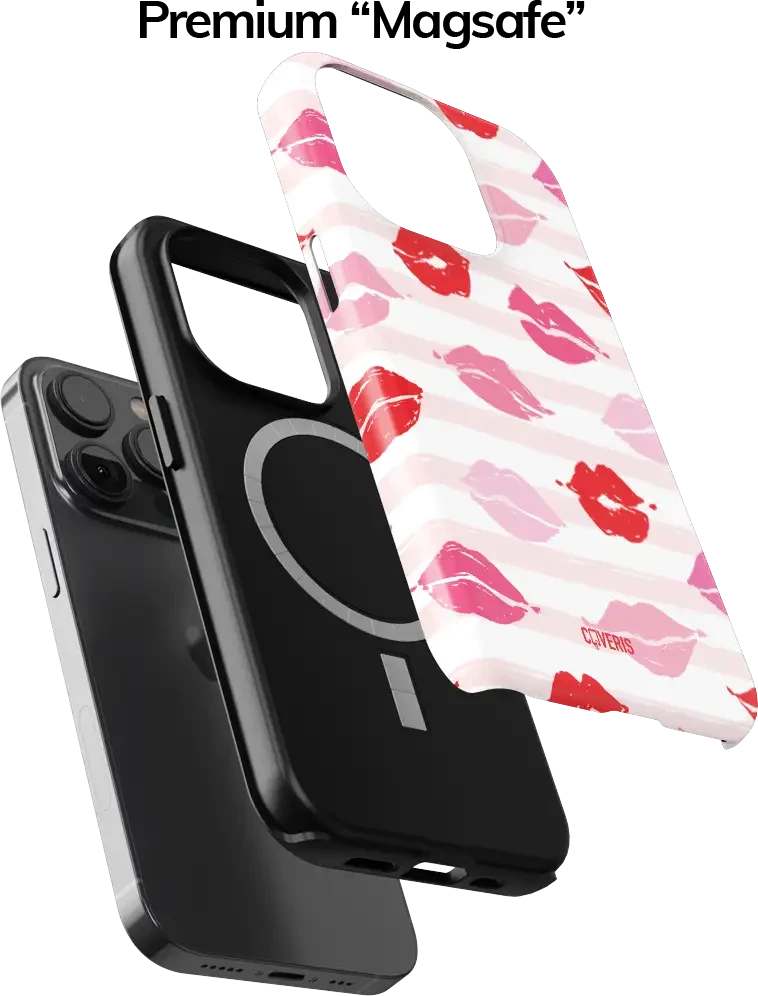 Coveris Telefono dėklas Magsafe "Kisses" iPhone 12-17, Samsung S22-26, Google Pixel 10/Pro/ProXL modeliams