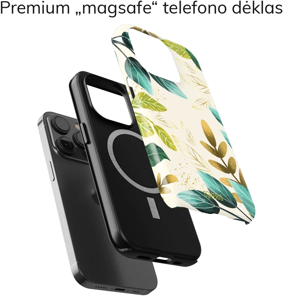 Coveris Telefono dėklas Magsafe "Leafs" iPhone 12-17, Samsung S22-26, Google Pixel 10/Pro/ProXL modeliams