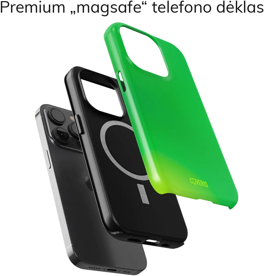 Coveris Telefono dėklas Magsafe "Lime Statement" iPhone 12-17, Samsung S22-26, Google Pixel 10/Pro/ProXL modeliams