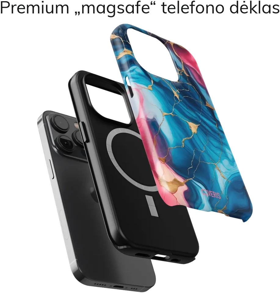 Coveris Telefono dėklas Magsafe "Mėlyna Marble" iPhone 12-17, Samsung S22-26, Google Pixel 10/Pro/ProXL modeliams
