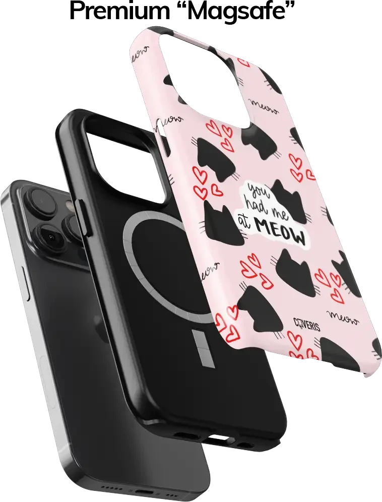 Coveris Telefono dėklas Magsafe "Meow" iPhone 12-17, Samsung S22-26, Google Pixel 10/Pro/ProXL modeliams