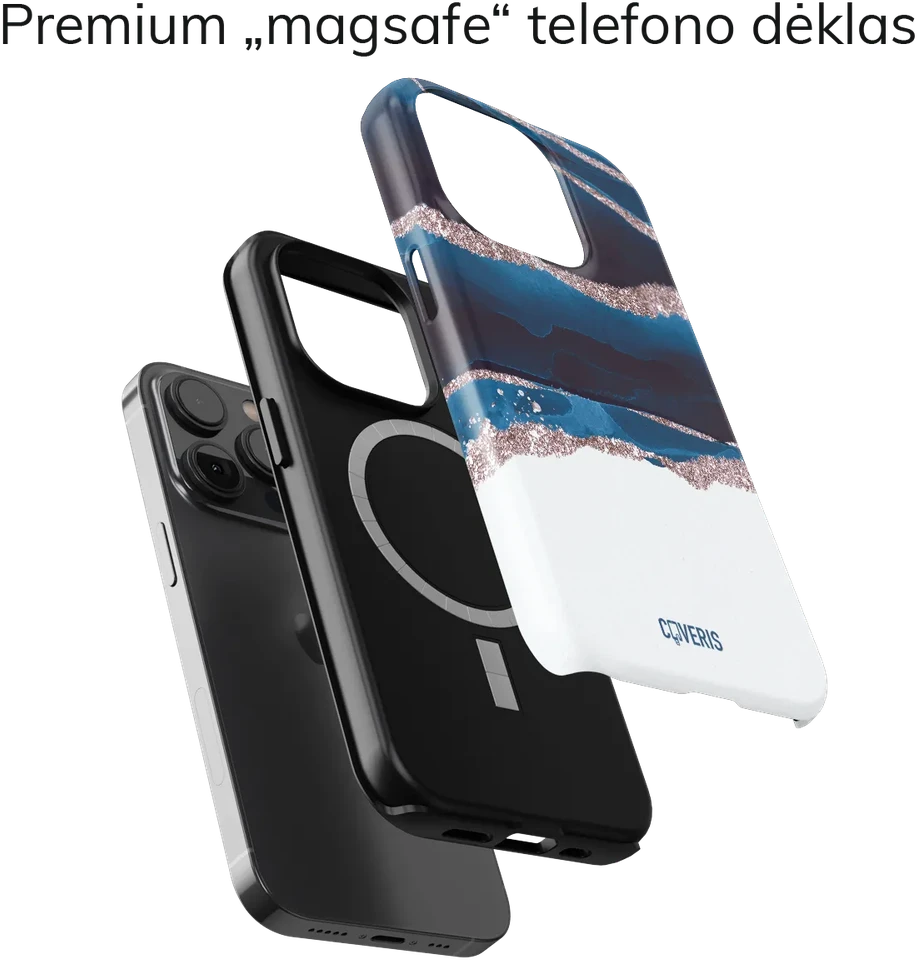 Coveris Telefono dėklas Magsafe "Midnight strata" iPhone 12-17, Samsung S22-26, Google Pixel 10/Pro/ProXL modeliams