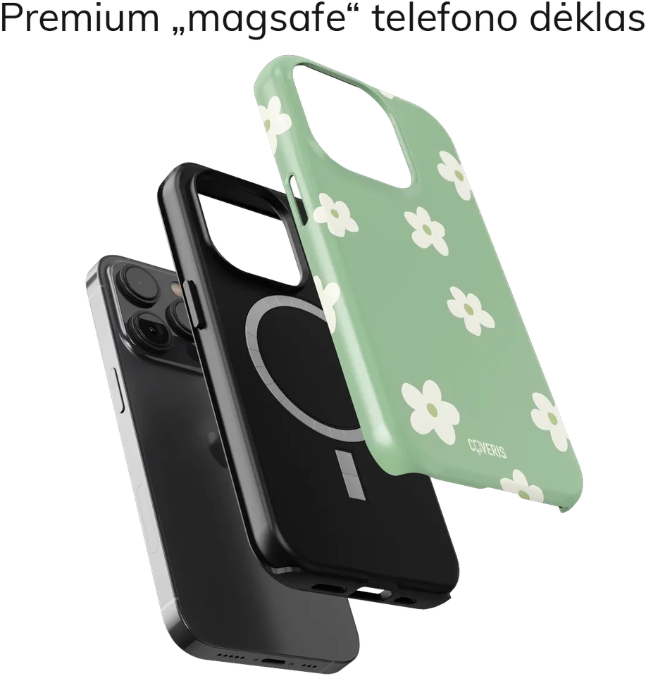 Coveris Telefono dėklas Magsafe "Mint" iPhone 12-17, Samsung S22-26, Google Pixel 10/Pro/ProXL modeliams