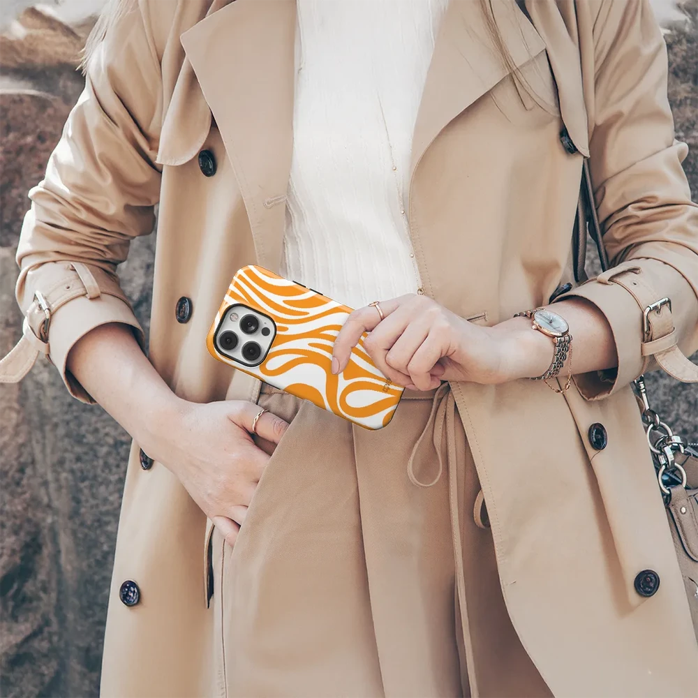 Coveris Telefono dėklas Magsafe "Orangewaves" iPhone 12-17, Samsung S22-26, Google Pixel 10/Pro/ProXL modeliams