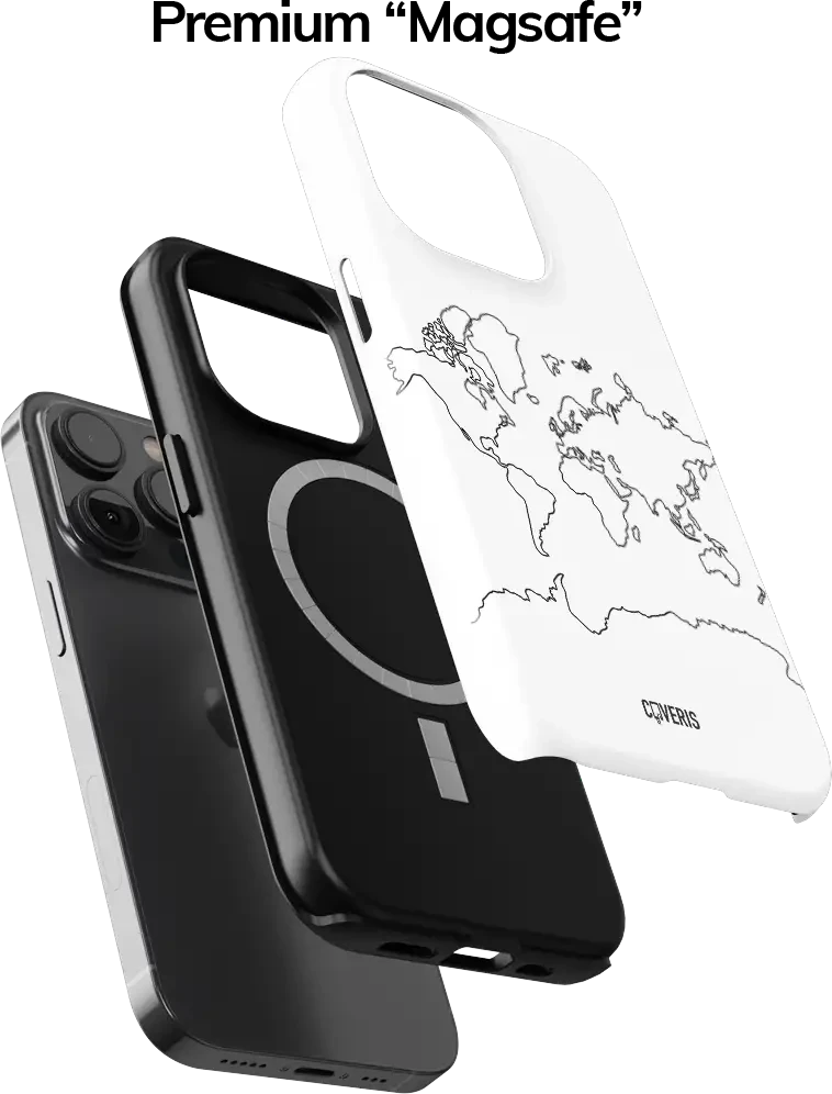 Coveris Telefono dėklas Magsafe "The World" iPhone 12-17, Samsung S22-26, Google Pixel 10/Pro/ProXL modeliams