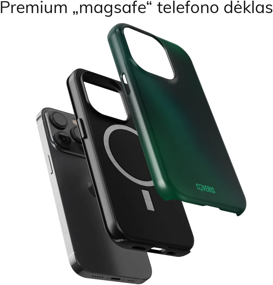 Coveris Telefono dėklas Magsafe "Žalias Essence" iPhone 12-17, Samsung S22-26, Google Pixel 10/Pro/ProXL modeliams