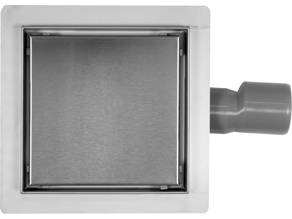 Fala Linijinis Quad drenažas 150x150 mm, nerūdijantis plienas, dušui, šlifuoto plieno grotelės, šlapio ir sauso drenažas