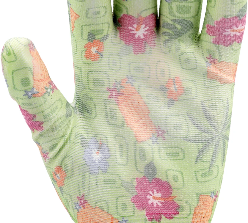 FLO RĘKAWICE OGRODOWE KWIATKI - ZIELONE 10"