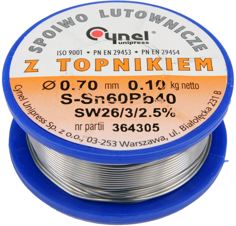 Toya Sa Poland Lydmetalio viela Ø 0,70mm. 100g su fliusu (76806)