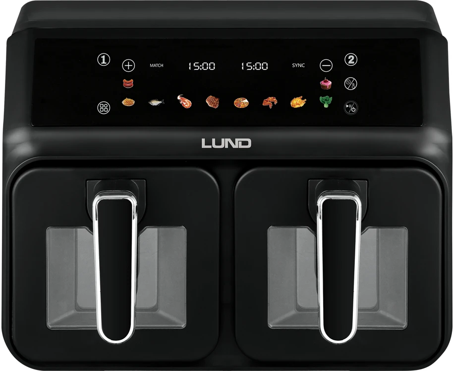 Orkaitė LUND Gruzdintuvė BEZTŁ. 2200W 4L+4L Juoda