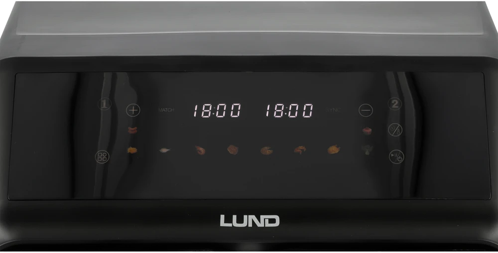 Orkaitė LUND Gruzdintuvė BEZTŁ. 2200W 4L+4L Juoda