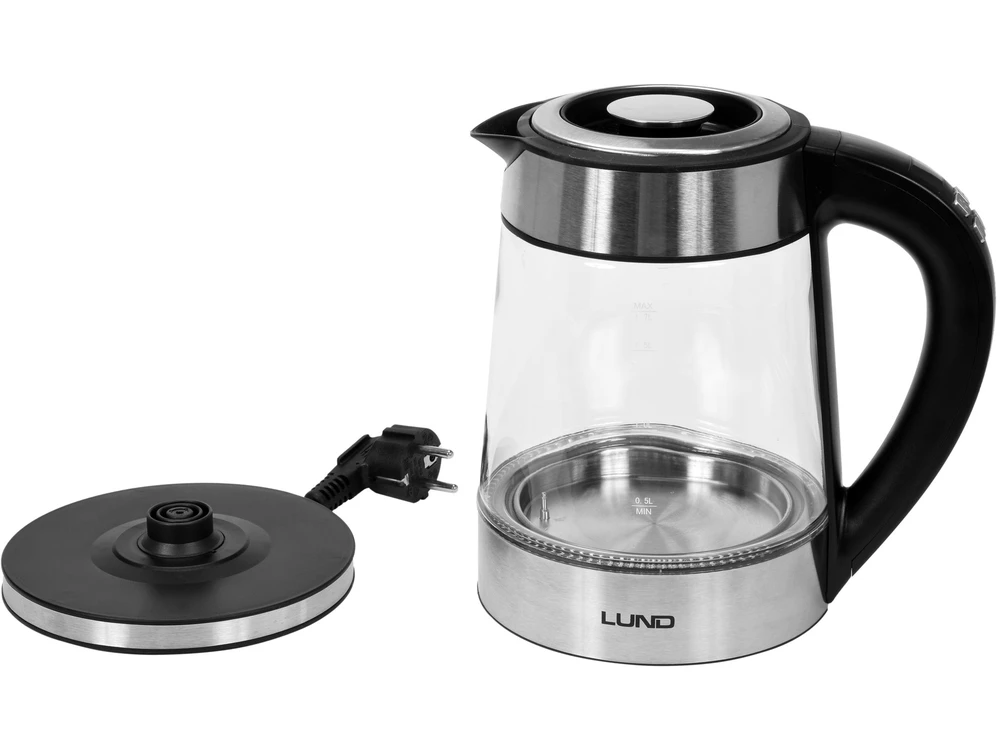 Stiklinis arbatinukas - virdulys LUND, su temperatūros kontrole, LED apšvietimu, 1.7L