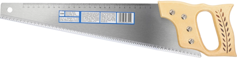 VOREL medienos pjūklas 400 mm ašmenimis, medinė rankena 28394