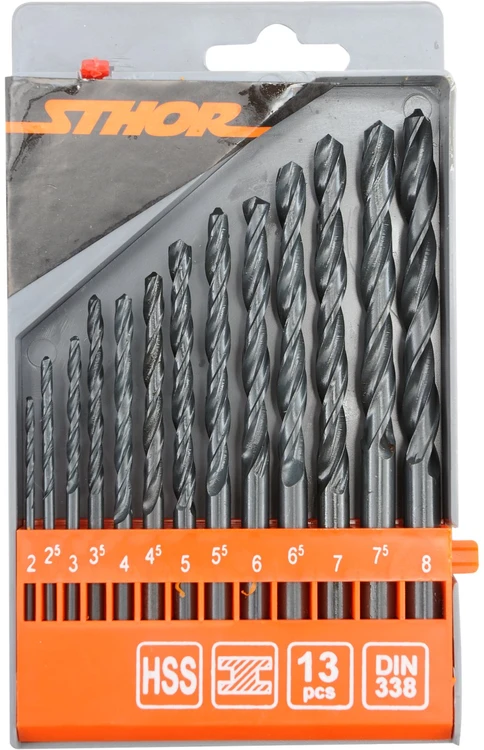 Grąžtas Sthor VOREL METALO GRĄŽTŲ RINKINYS Juodas 13vnt. /2,0-8,0/