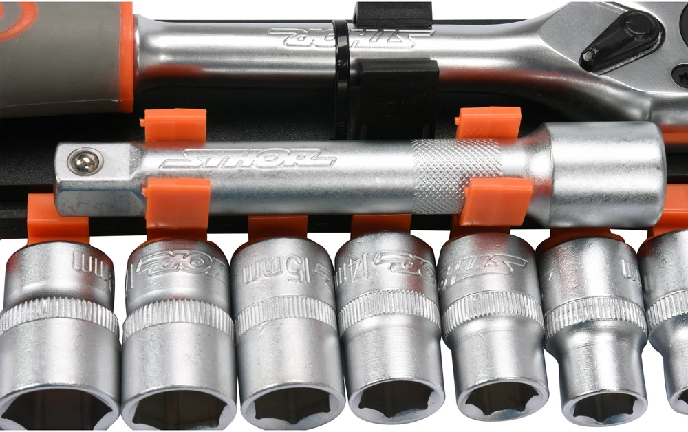 Galvučių rinkinys su rankena 12 vnt. Sthor | 1/2", 10-24mm