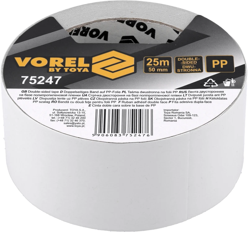 Vorel Toya Sa Poland Dviguba lipni juosta 50 mm x 25 m (75247)