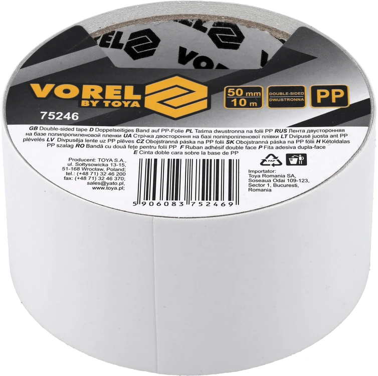 Vorel Toya Sa Poland Dviguba lipni juosta 50 mm x 10 m (75246)