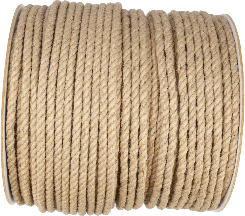 Vorel Džiuto virvė, 10mm skersmens, 200m ilgio, vytinė 3 gijų džiuto pluošto virvė, natūralaus pluošto virvė statybai, miškininkystei ir rankdarbiams