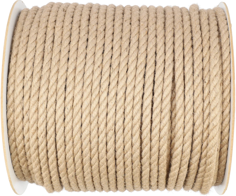 Vorel Džiuto virvė, 12mm skersmens, 150m ilgio, vytinė 3 gijų džiuto pluošto virvė, natūralaus pluošto virvė statybai, miškininkystei ir dekoravimui