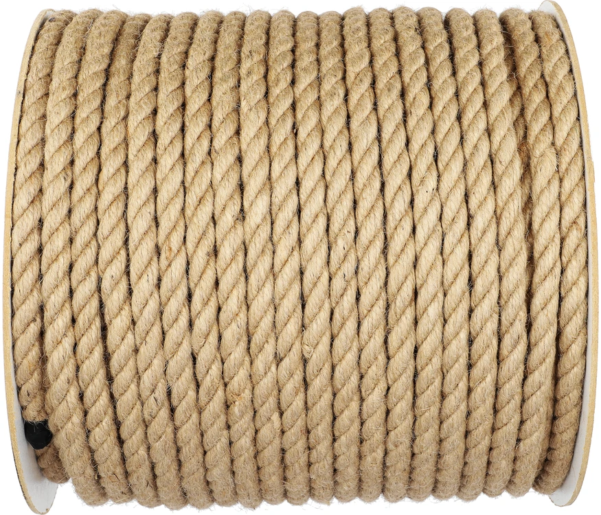 Vorel Džiuto virvė, 14mm skersmens, 100m ilgio, vytinė 3 gijų džiuto pluošto virvė, natūralaus pluošto virvė statybai, miškų ūkiui ir dekoravimui