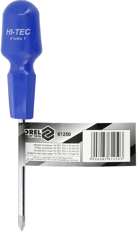 VOREL WKRĘTAK HI-TEC KRZYŻAKOWY PH 1 x 75mm 61250
