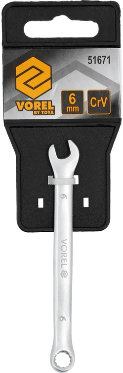 VOREL KLUCZ PŁASKO - OCZKOWY Cr-V 6mm SATYNA 51671